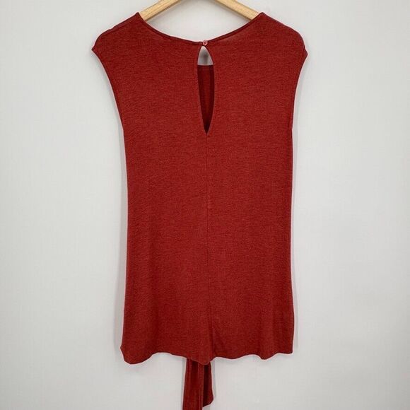 Anthropologie Vanessa Virginia Dayla Tie-Front Tunic Size XS Orange Red Rust - Picture 3 of 10